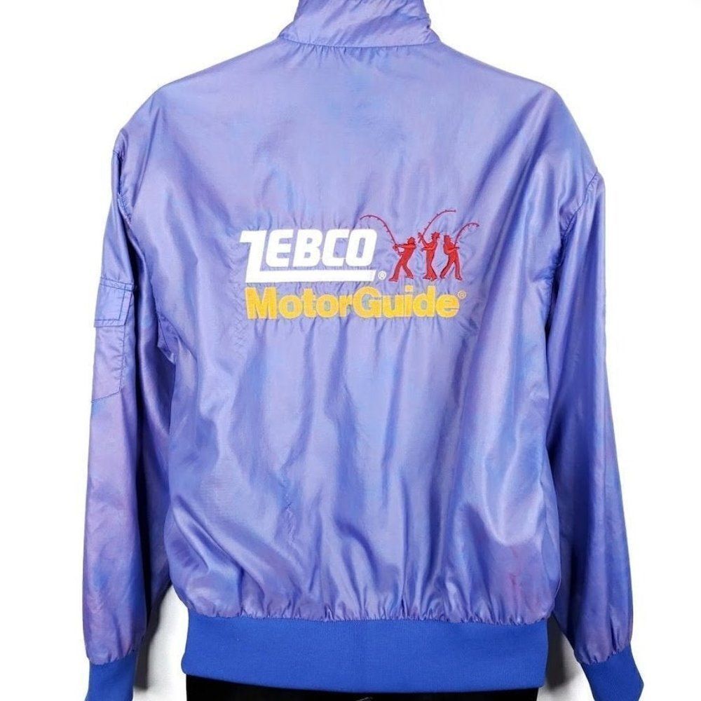 Zebco Quantum Fishing Cafe Racer Jacket Vintage 80s 90s MotorGuide Iridescent